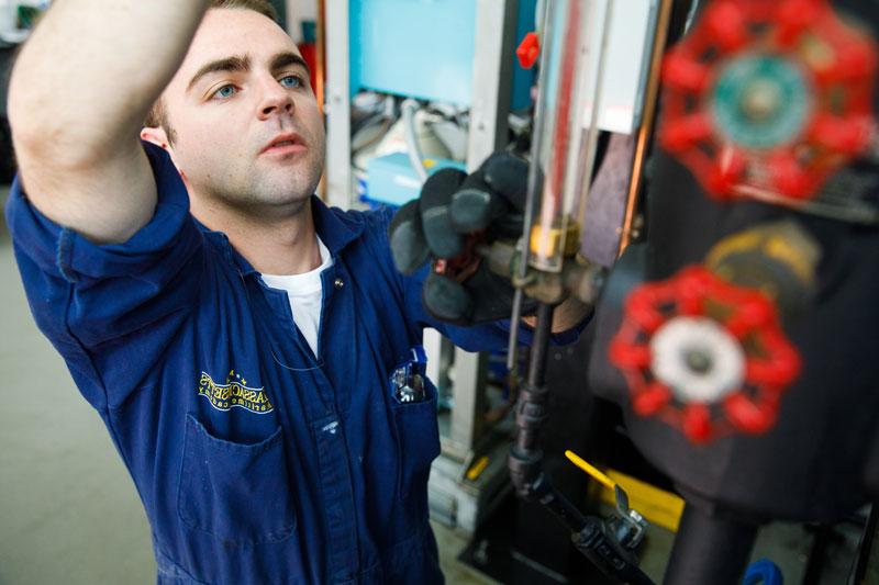 cadet working on a boiler